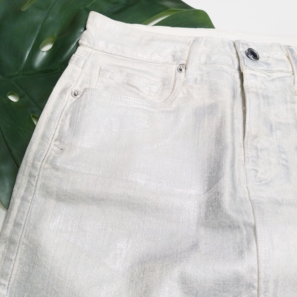 Good American White Silver Iridescent Mini Skirt Size 2 - Picture 4 of 12